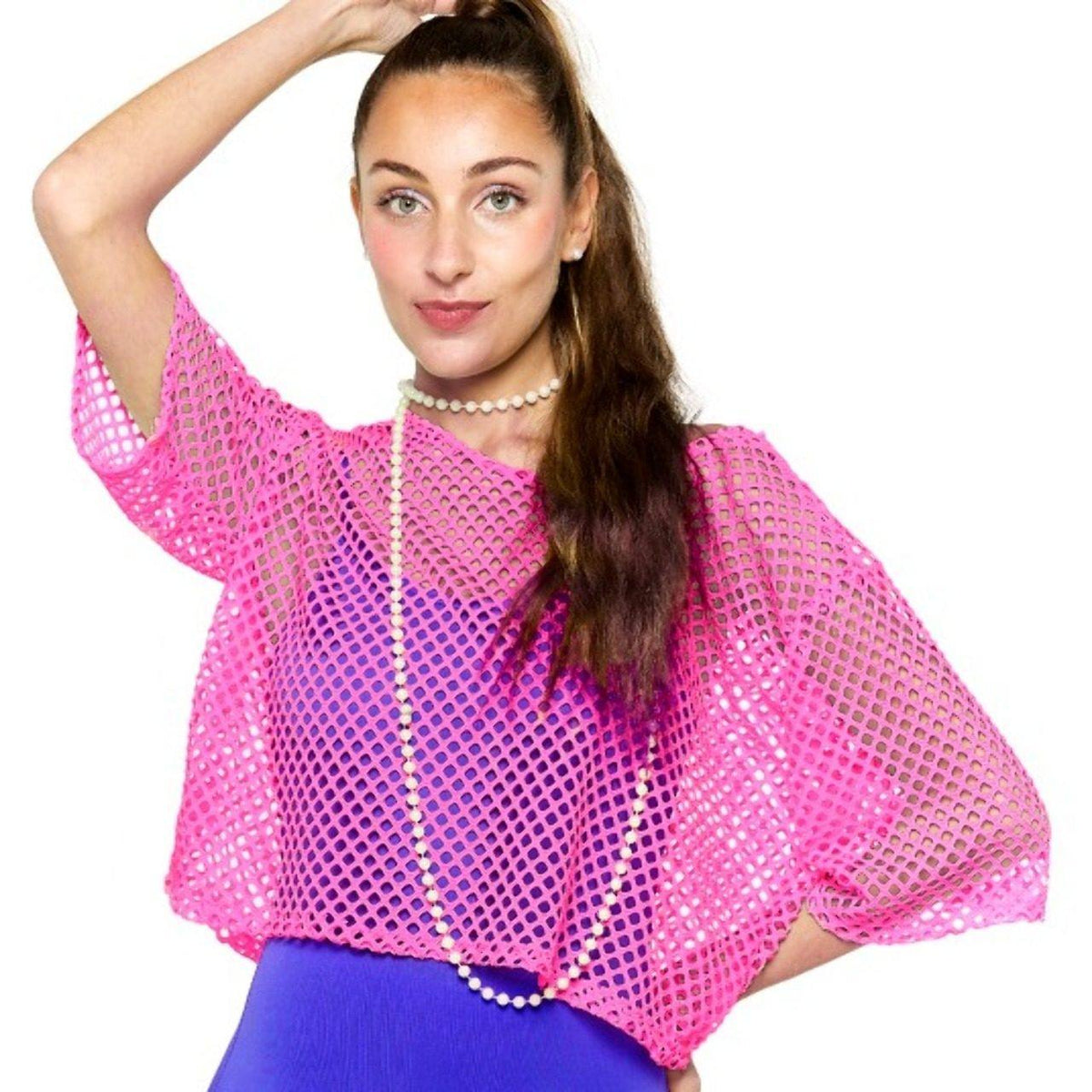 Eco Fuchsia Fishnet 80s T-shirt