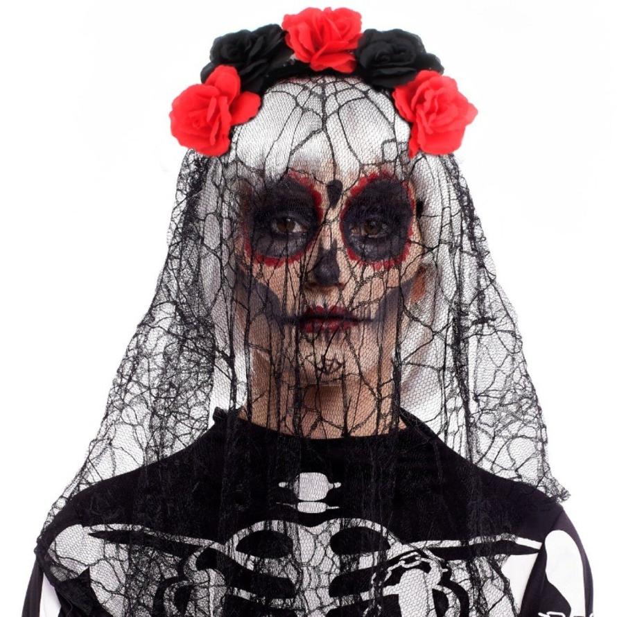 Mexican Catrina Headband with Veil