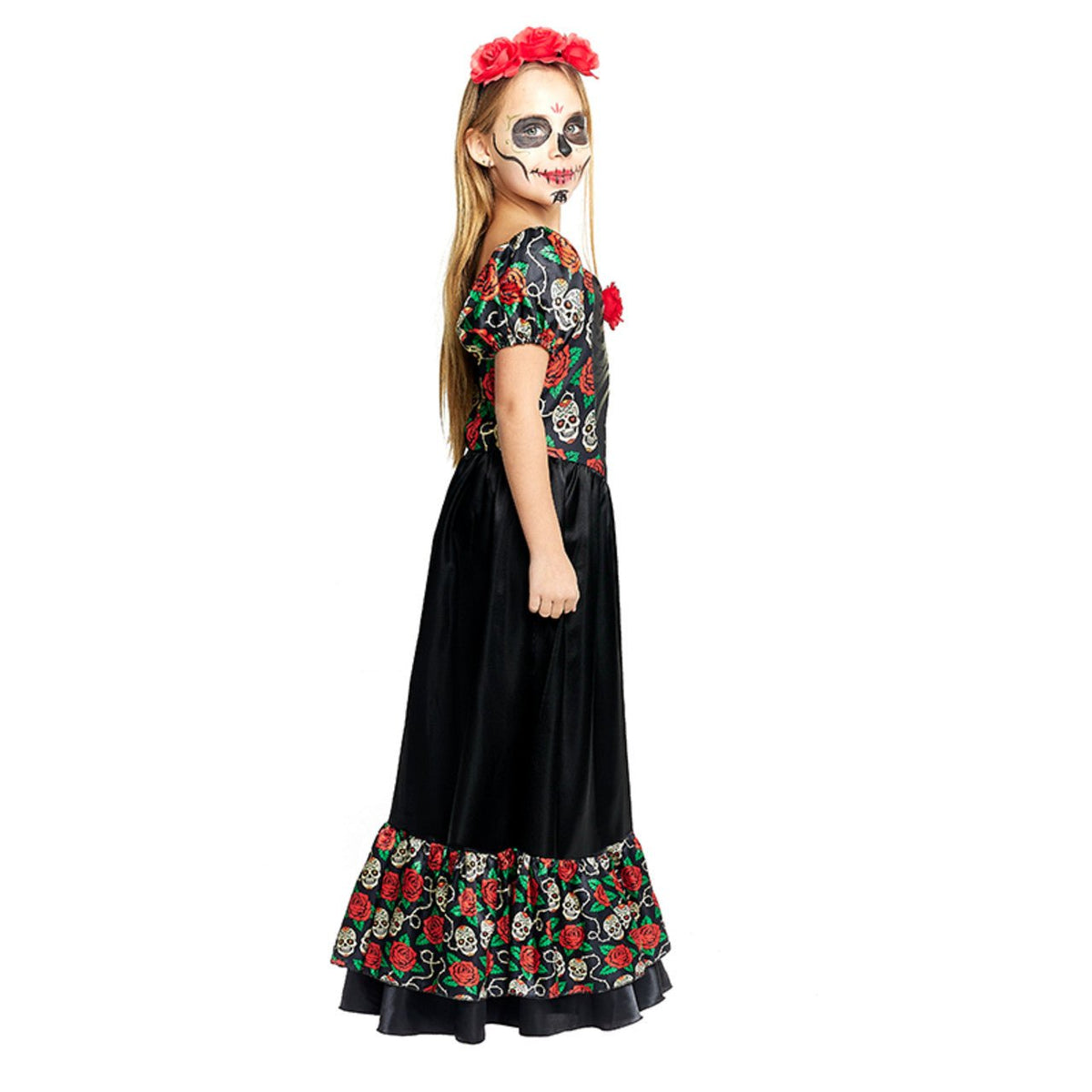 Girls Mexican Catrina Roses Costume