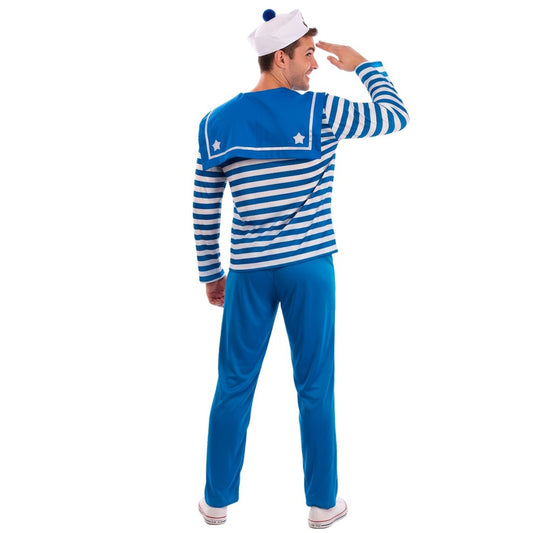 Mens Blue Striped Sailor Costume