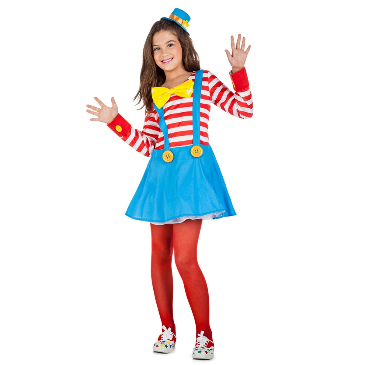 Girls Striped Clown Costume