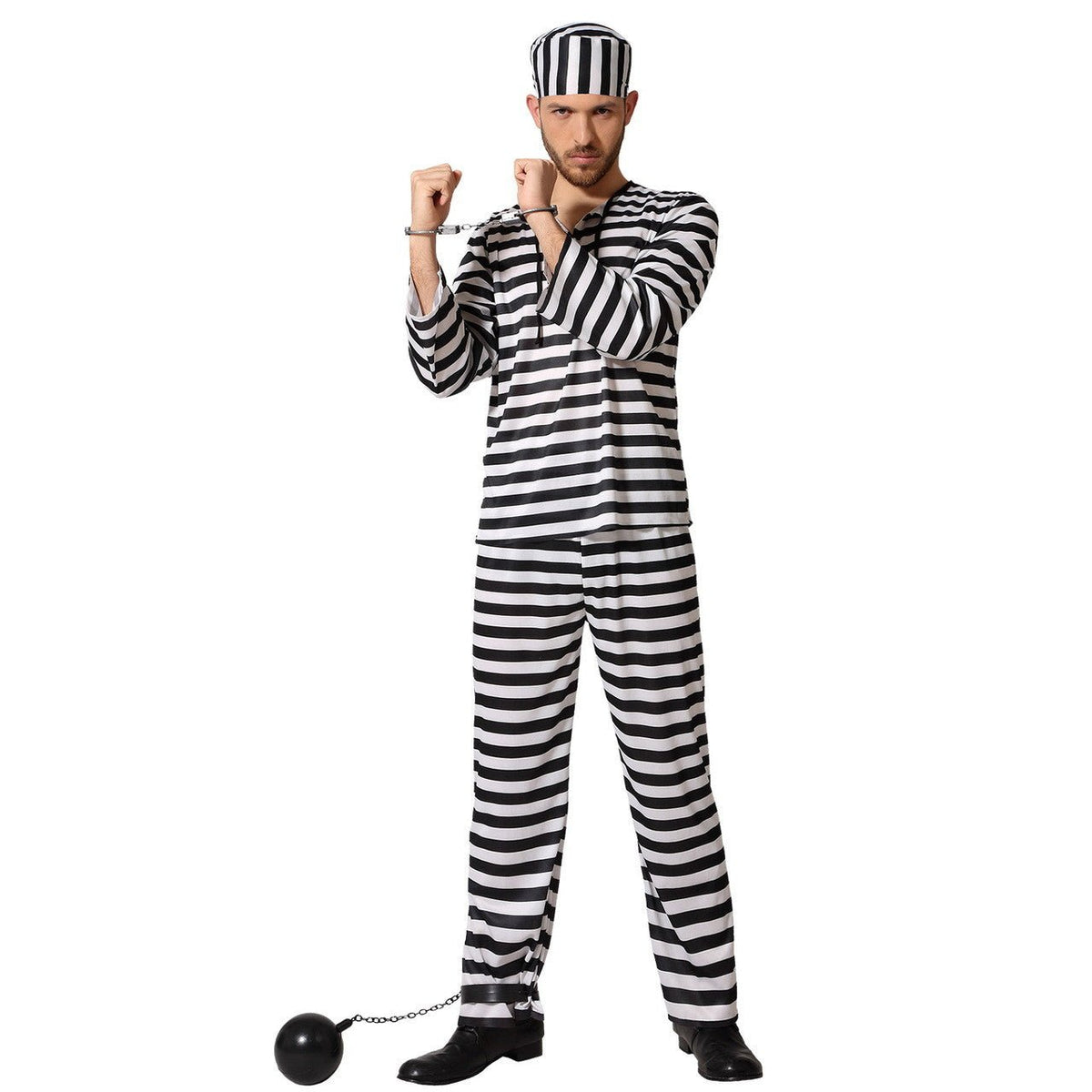 Mens Striped Prisoner Costume