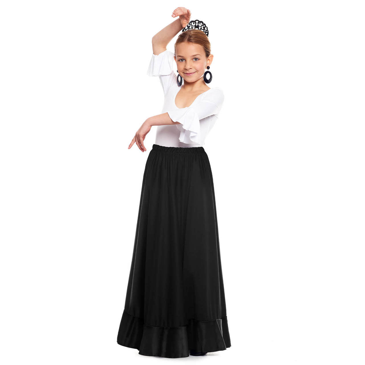 Girls Black Flamenco Practice Skirt