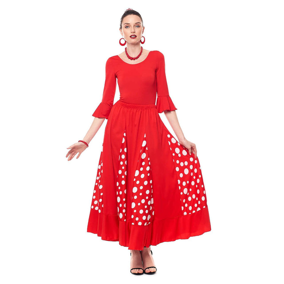 Red Flamenco Skirt with Godets