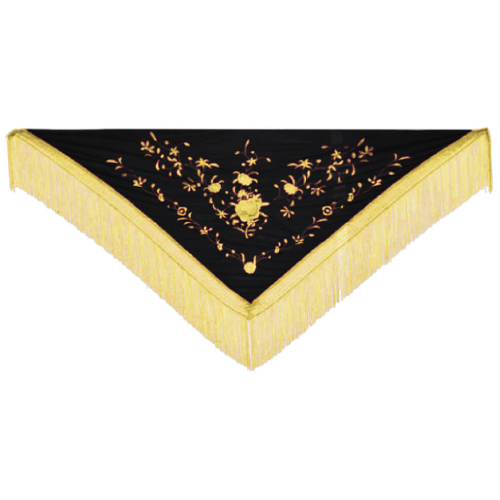 Embroidered Black and Yellow Shawl