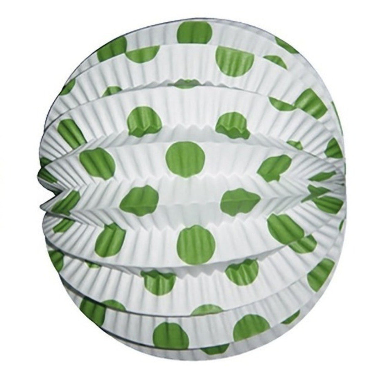 Pack of 12 White Fairground Lanterns with Green Polka Dots