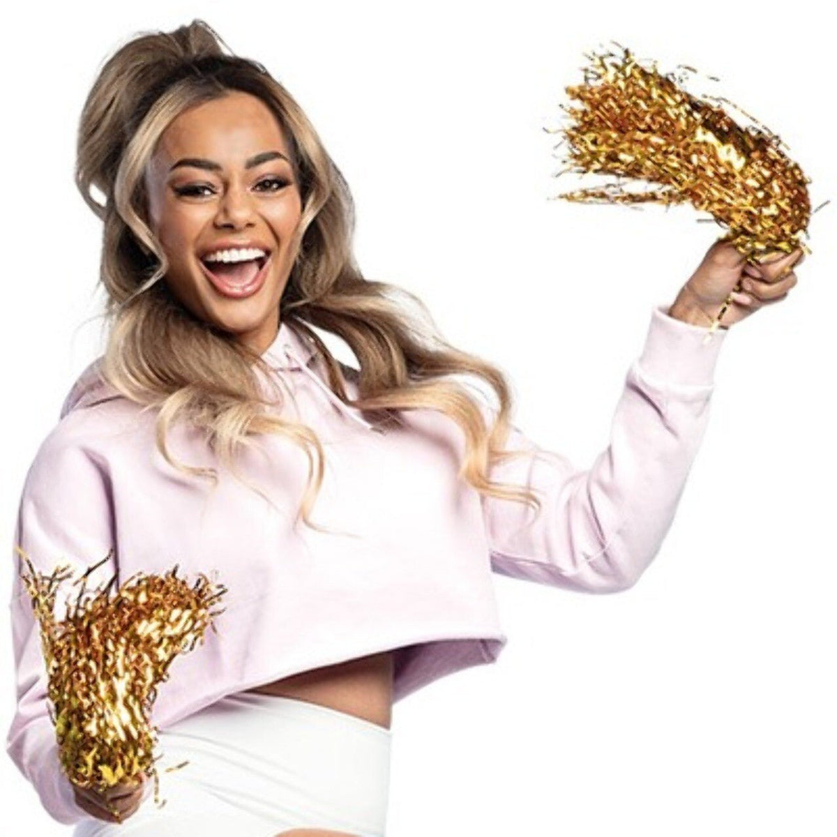 Pack of 2 Metallic Gold Pompoms