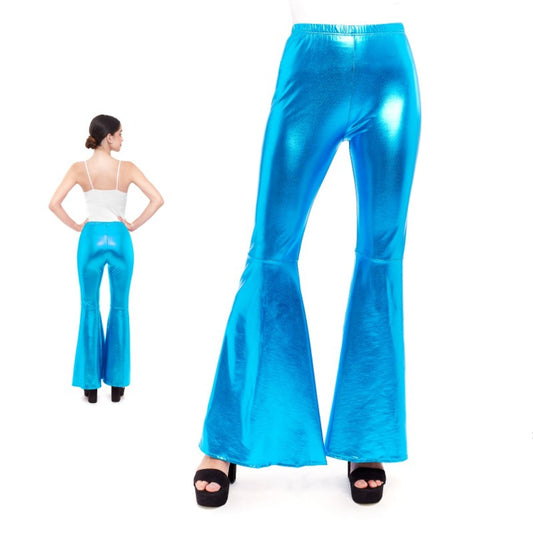 Metallic Blue Flared Trousers