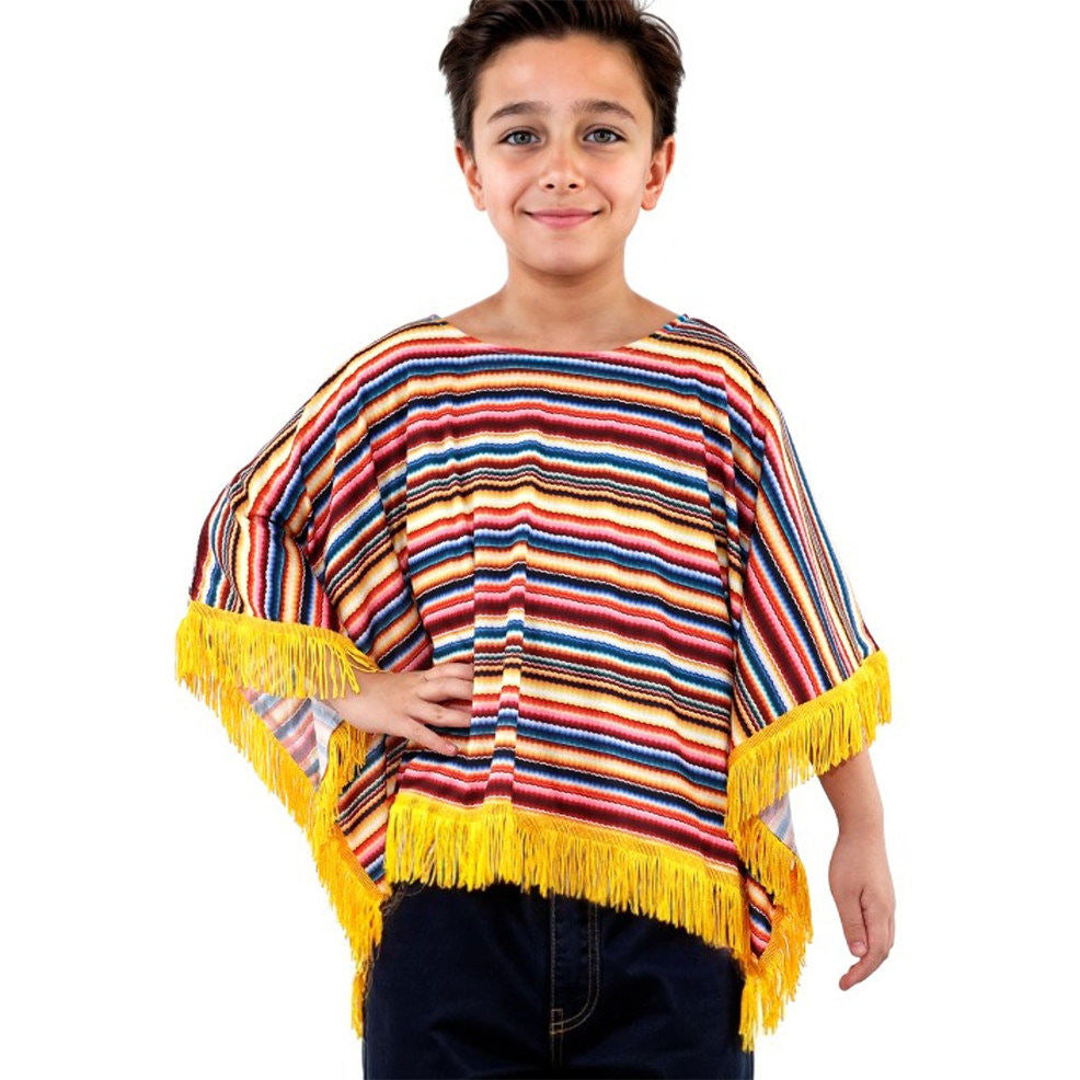 Kids Mexican Striped Poncho