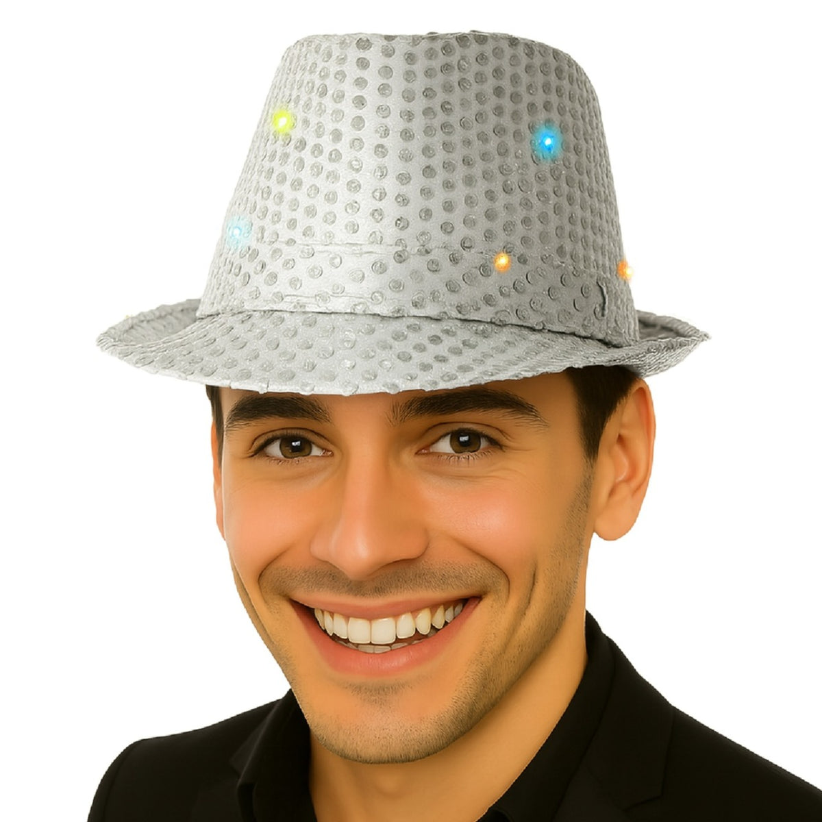 Light-up Silver Sequin Hat
