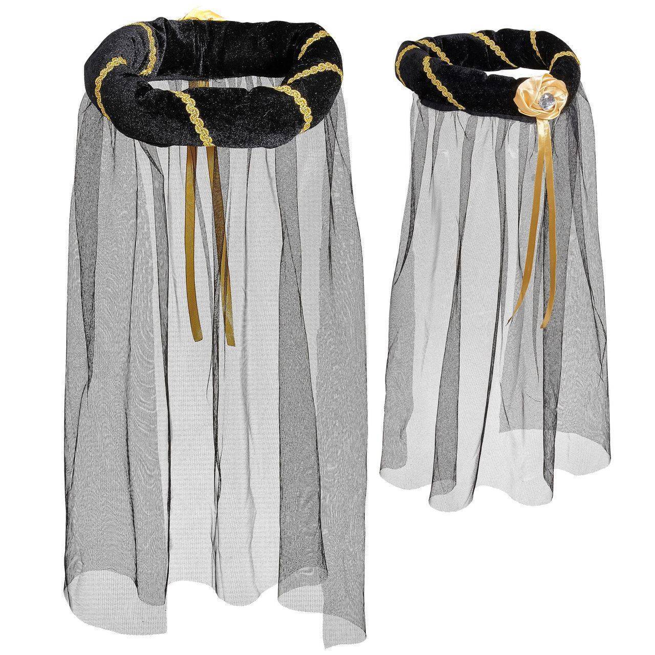 Black Medieval Headdress with Veil