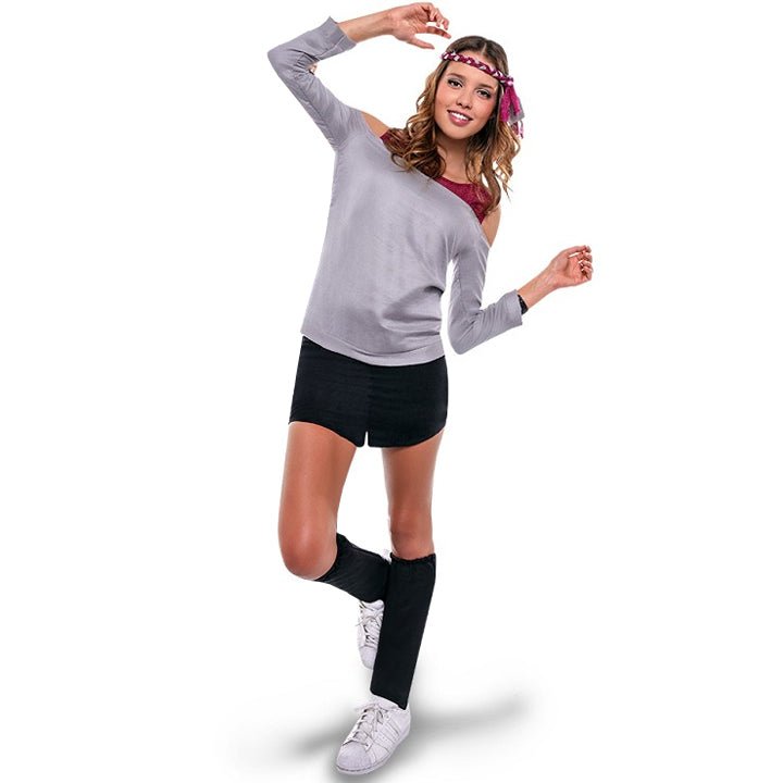 Womens Grey 80s Aerobics Costume