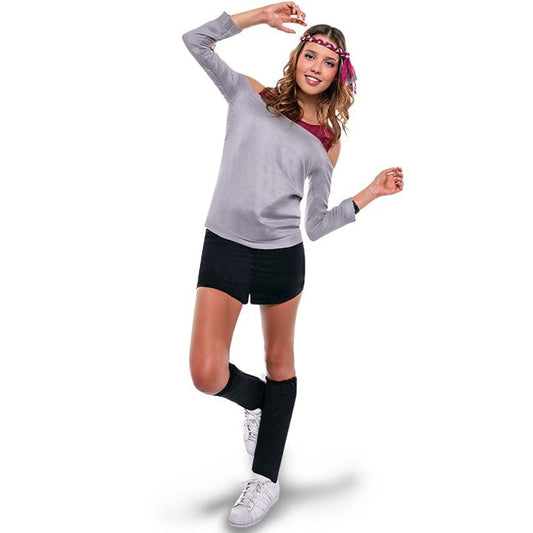 Womens Grey 80s Aerobics Costume