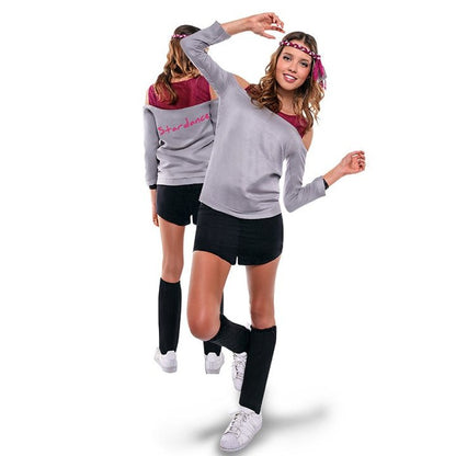 Womens Grey 80s Aerobics Costume
