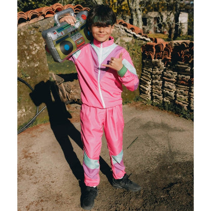 Girls Fuchsia 80s Tracksuit Costume