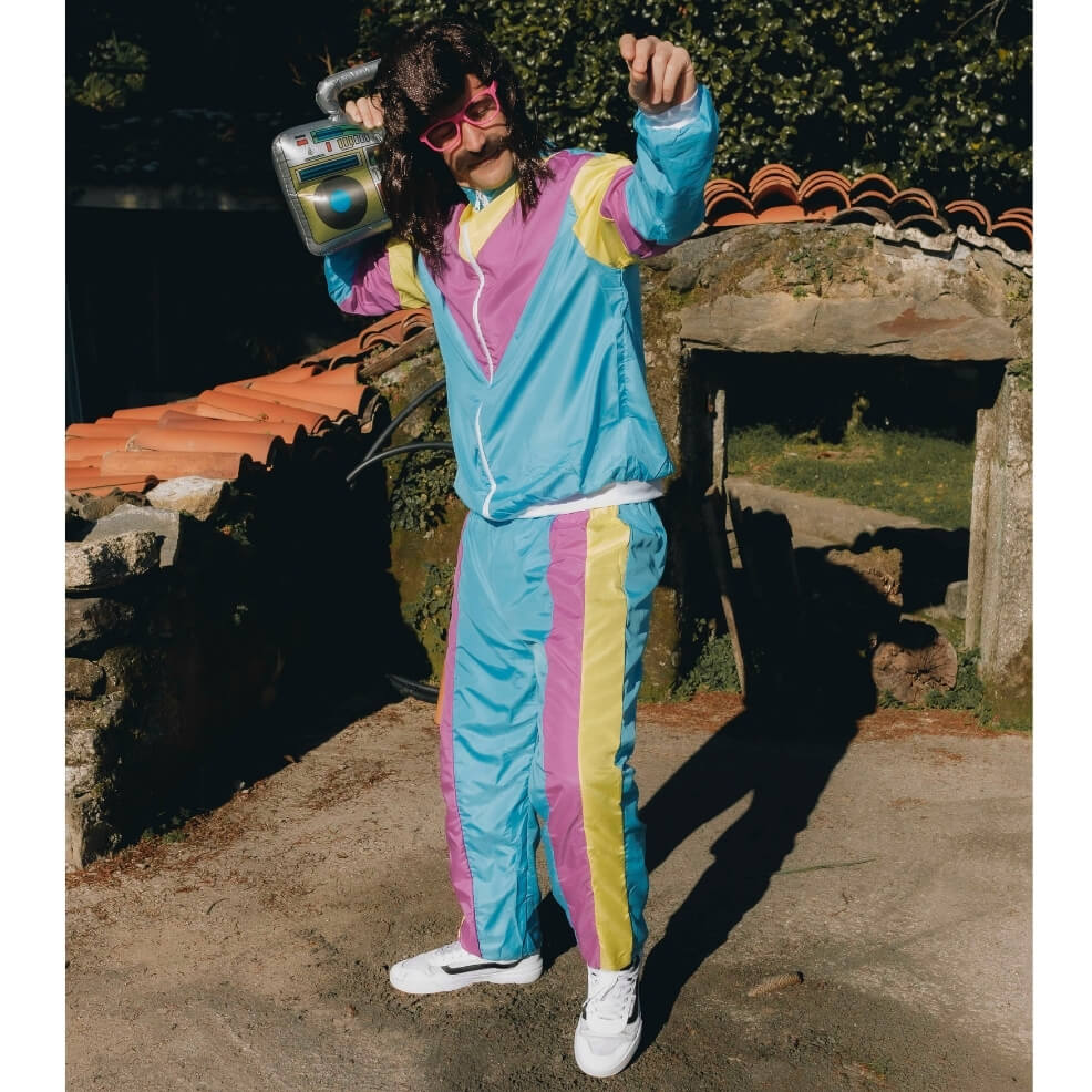 Mens Blue 80s Tracksuit Costume
