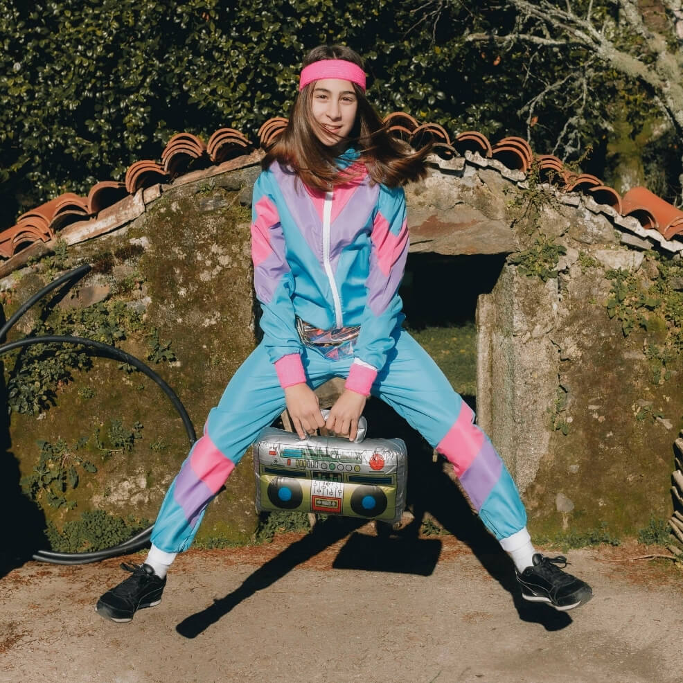 Kids Blue 80s Tracksuit Costume
