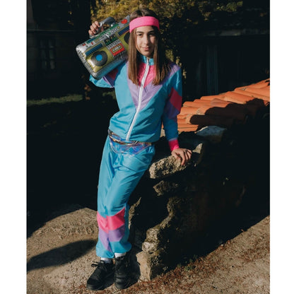 Kids Blue 80s Tracksuit Costume