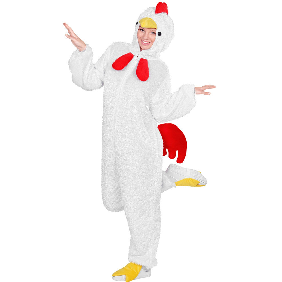Adult White Plush Rooster Costume