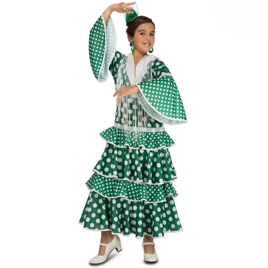 Girls Green Alba Flamenco Costume