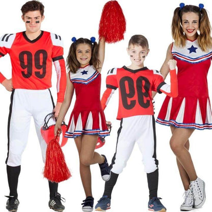 Red Cheerleader and Player Group Costumes