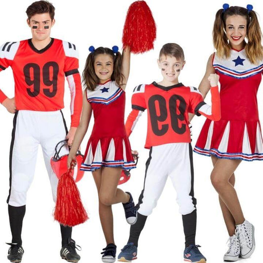 Red Cheerleader and Player Group Costumes