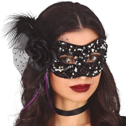 Black and Silver Sequin Mask