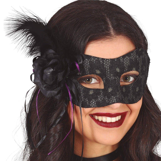 Black Mask with Feather