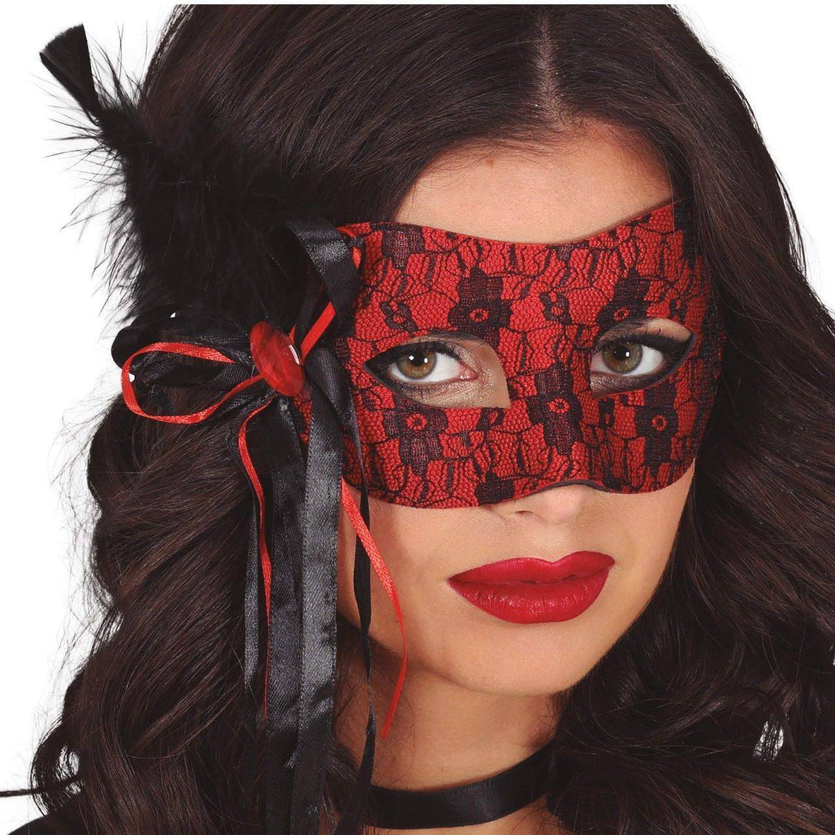 Red Mask with Feather