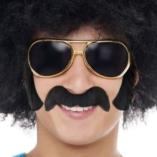 Black Moustache and Sideburns