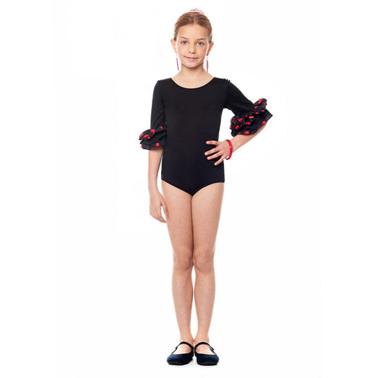 Kids Black Polka Dot Flamenco Bodysuit