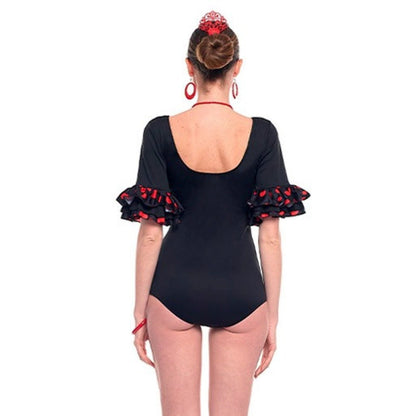 Black Polka Dot Flamenco Bodysuit