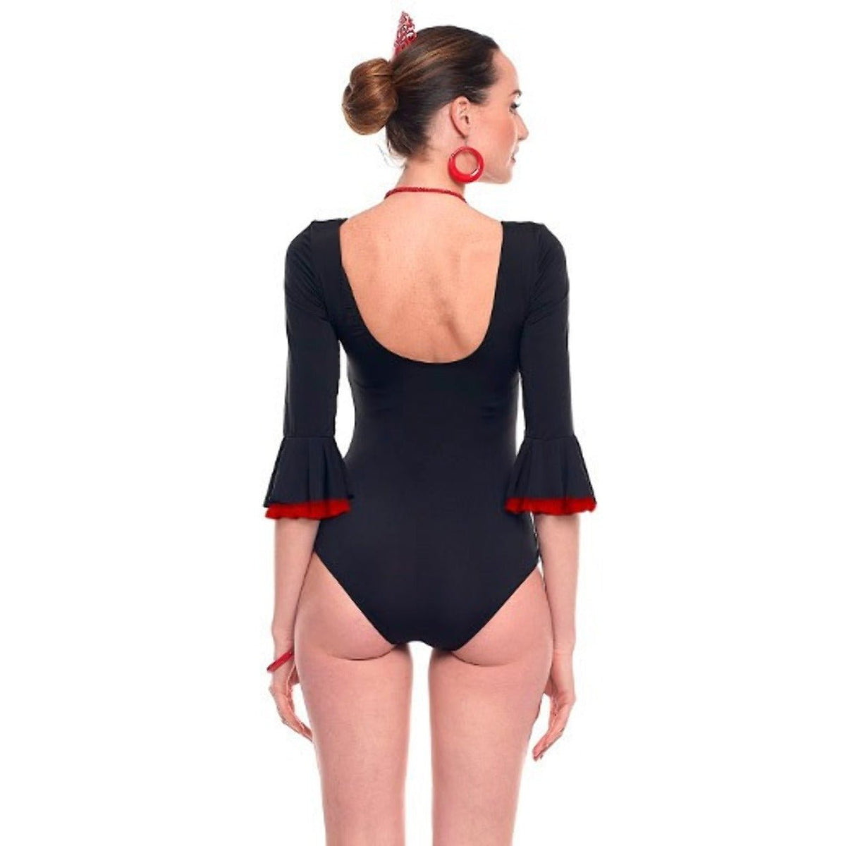 Womens Black Flamenco Bodysuit