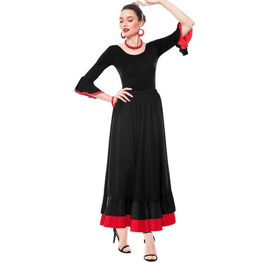 Womens Black Flamenco Bodysuit