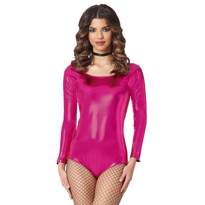 Womens Metallic Fuchsia Long Sleeve Bodysuit