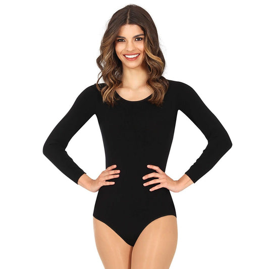 Womens Black Long Sleeve Bodysuit