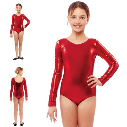 Kids Red Metallic Bodysuit