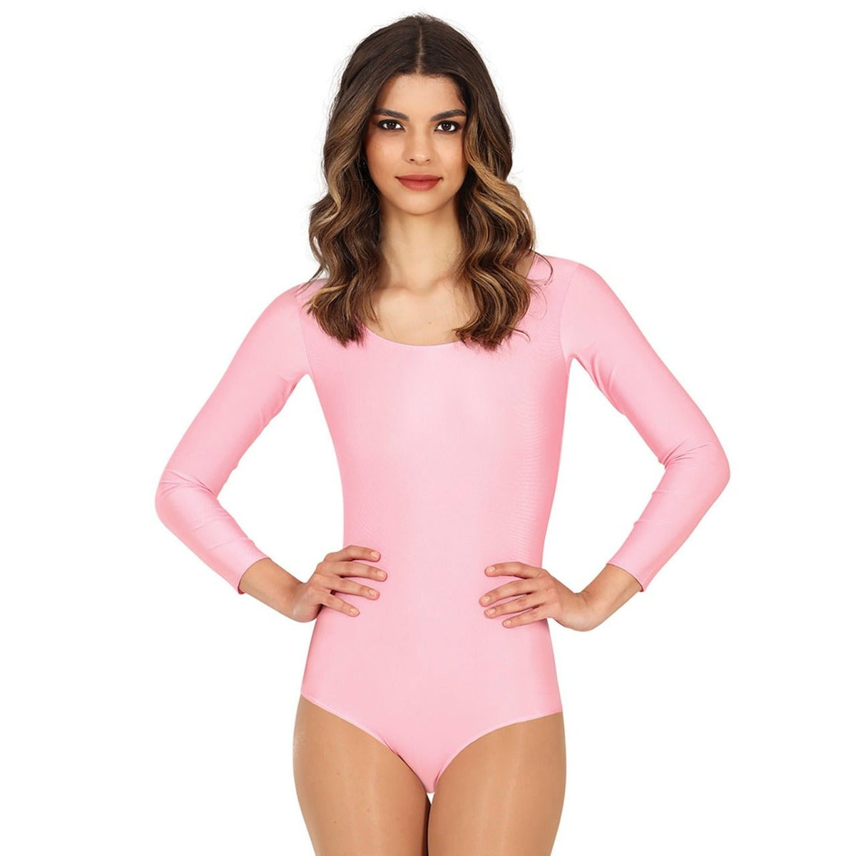 Womens Pink Long Sleeve Bodysuit