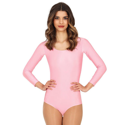 Womens Pink Long Sleeve Bodysuit