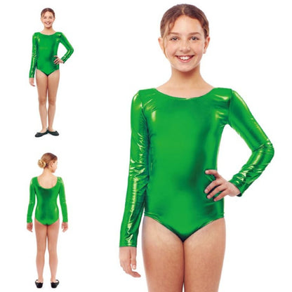 Kids Metallic Green Bodysuit