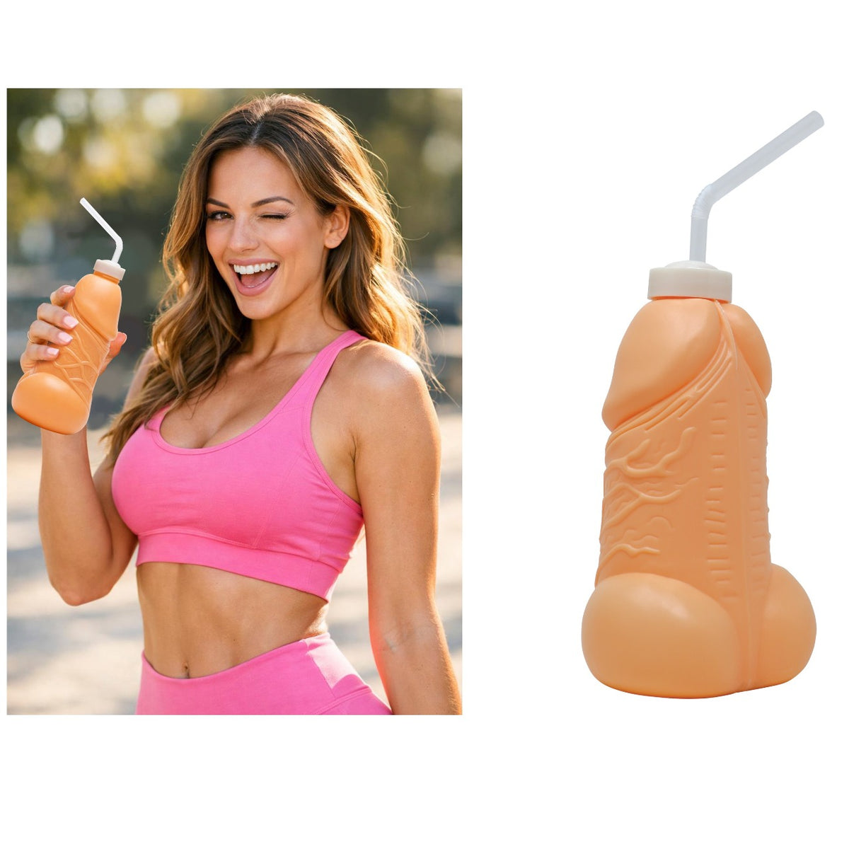 Penis Bottle with Straw