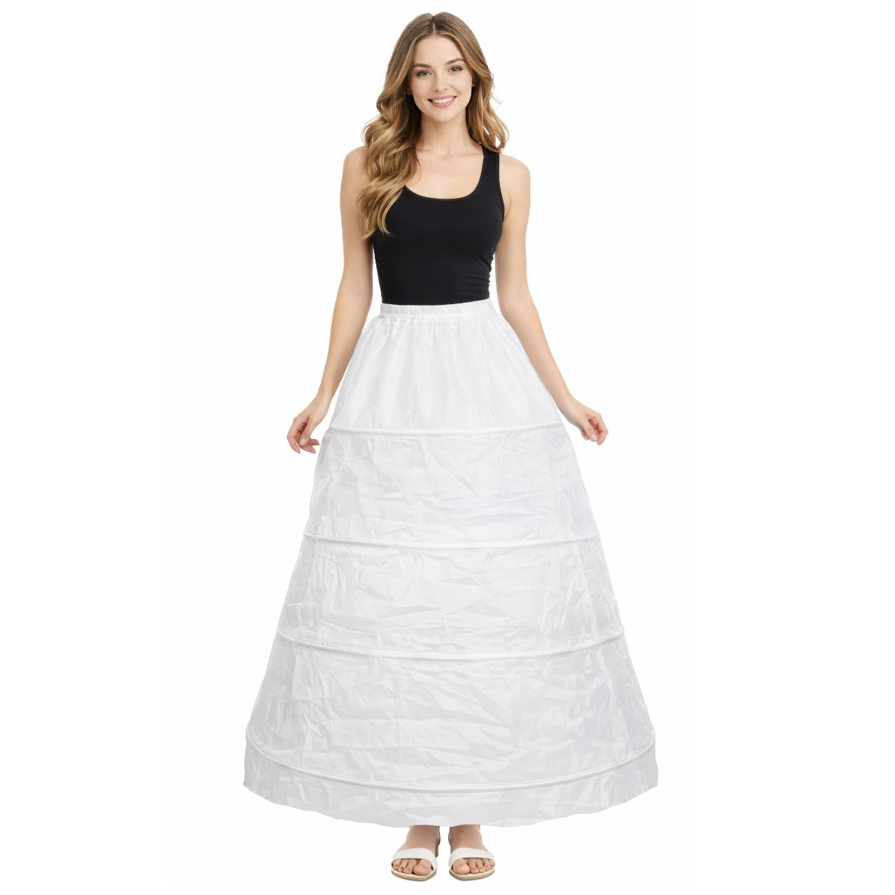Long White 4 Hoop Petticoat