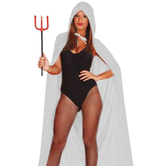 White Eco Velvet Hooded Cape
