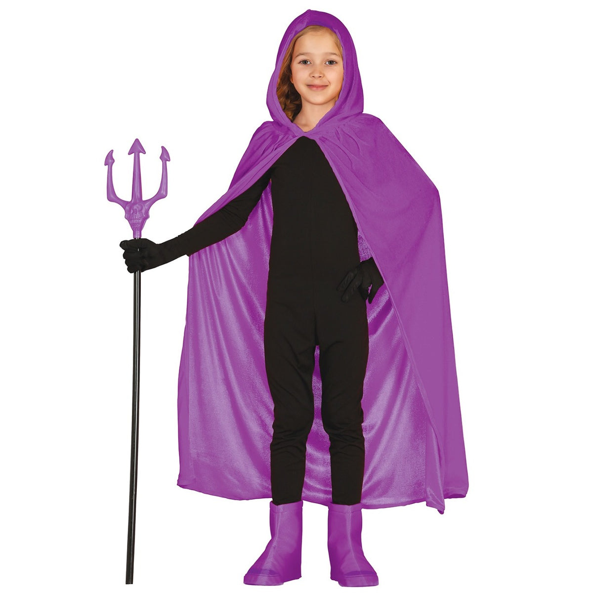 Purple Hooded Velvet Cape 100cm