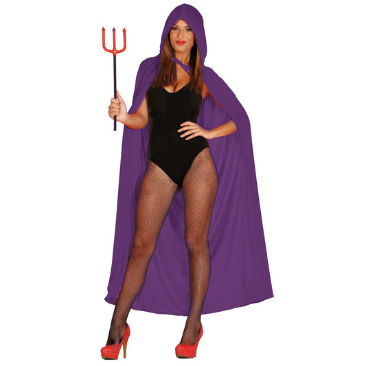 Purple Hooded Velvet Cape 130cm