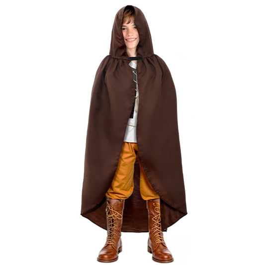 Kids Brown Medieval Hooded Cape