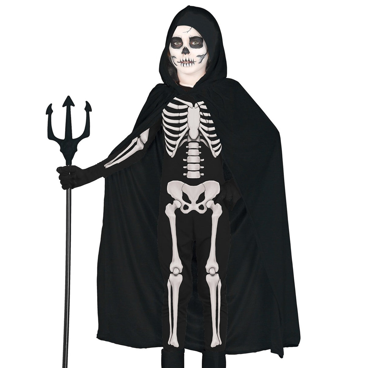Black Hooded Velvet Cape 100cm