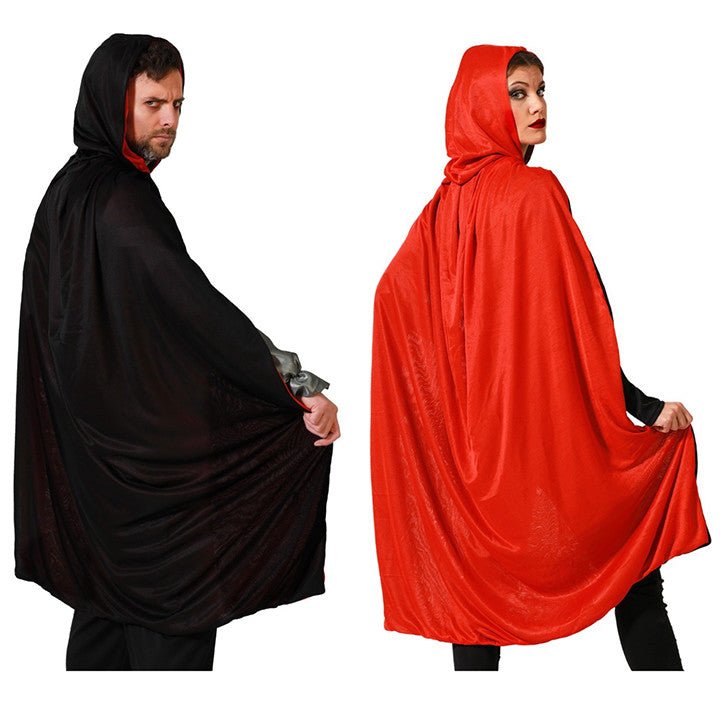 Reversible Black and Red Hooded Cape