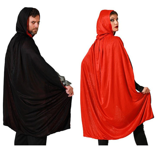 Reversible Black and Red Hooded Cape