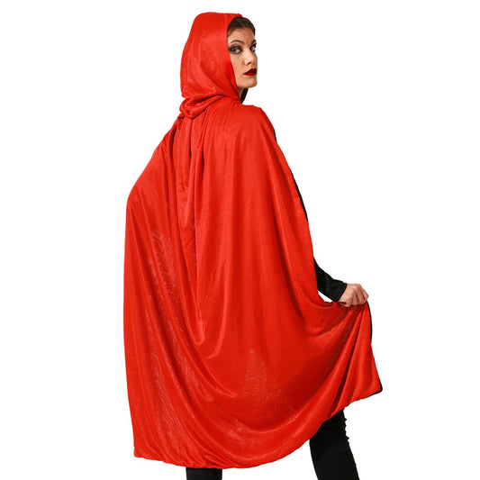 Reversible Black and Red Hooded Cape